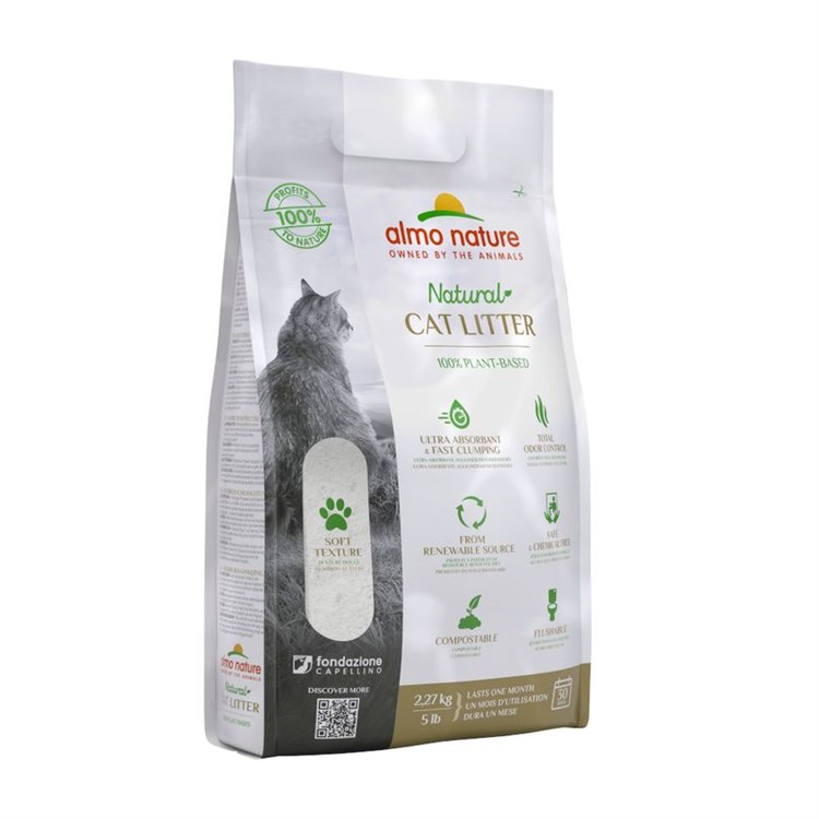 Almo Nature Cat Litter 2,27 kg Soft Texture Lettiera Agglomerante Vegetale Per Gatti