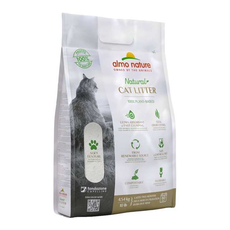 Almo Nature Cat Litter 4,54 kg Soft Texture Lettiera Agglomerante Vegetale Per Gatti