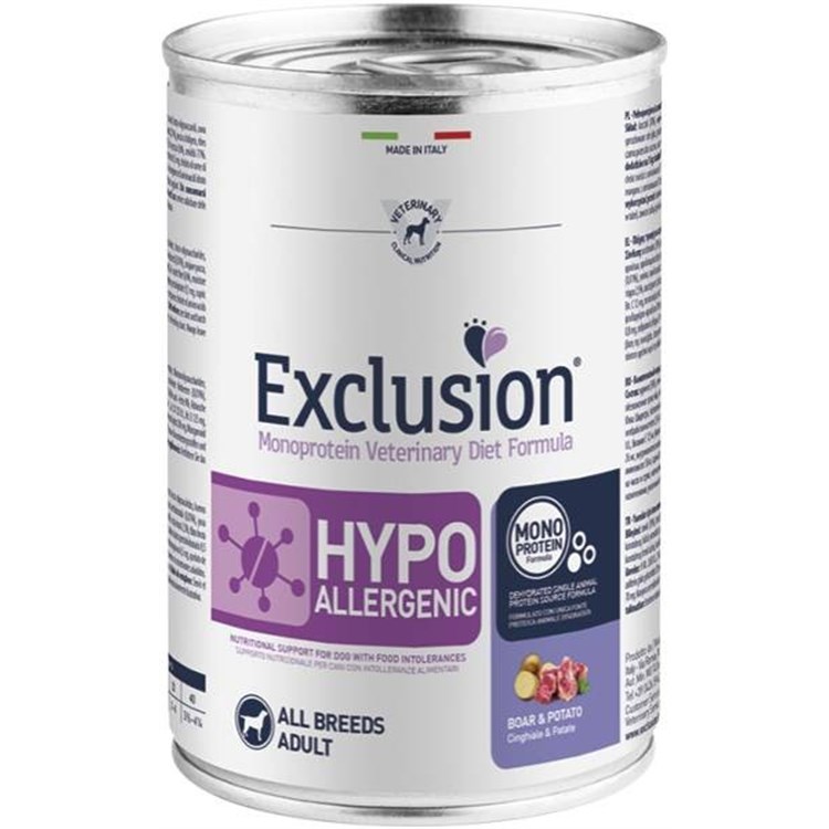 Exclusion Diet Hypoallergenic Cinghiale e Patate 400 gr Barattolo Umido Per Cane