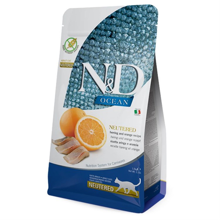 Farmina N/d Grain Free Ocean Adult Neutered Aringa e Arancia 5 Kg Per Gatti NOVITA