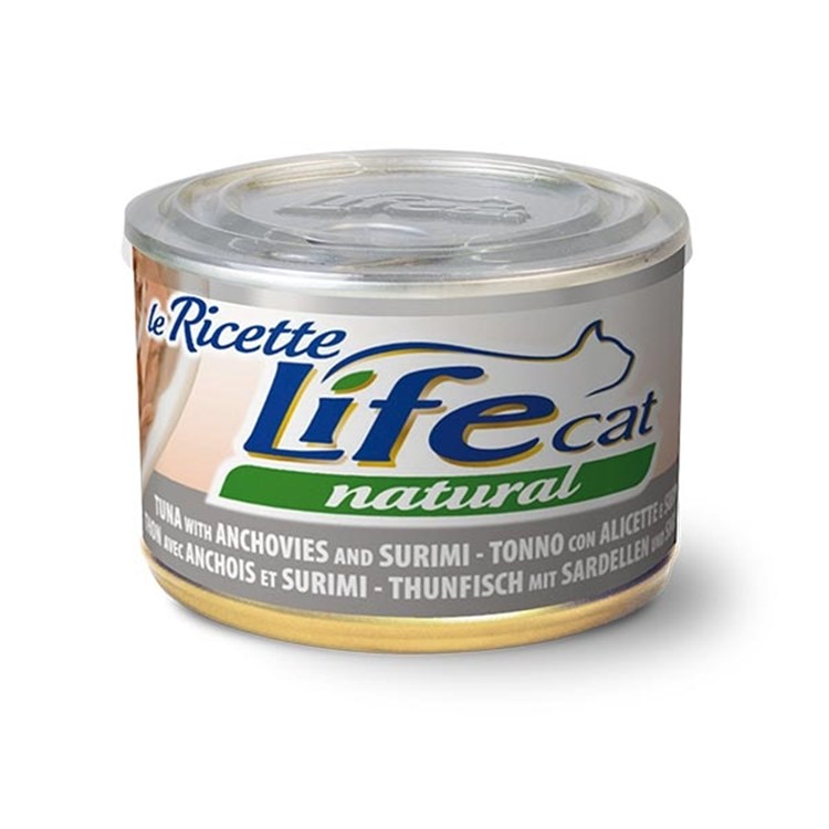 Life Cat Le Ricette Natural Tonno Alicette Surimi 150 gr Scatoletta Gatti