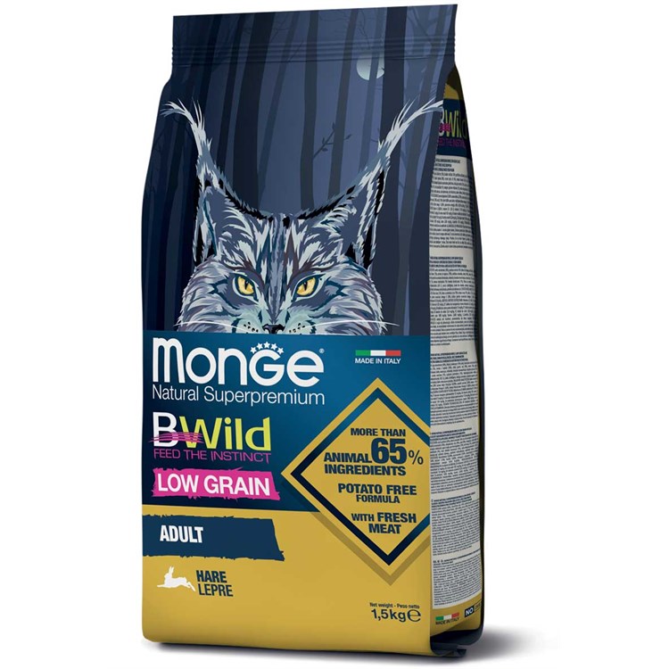 Monge Bwild Low Grain Adult Lepre 1,5 kg Per Gatti