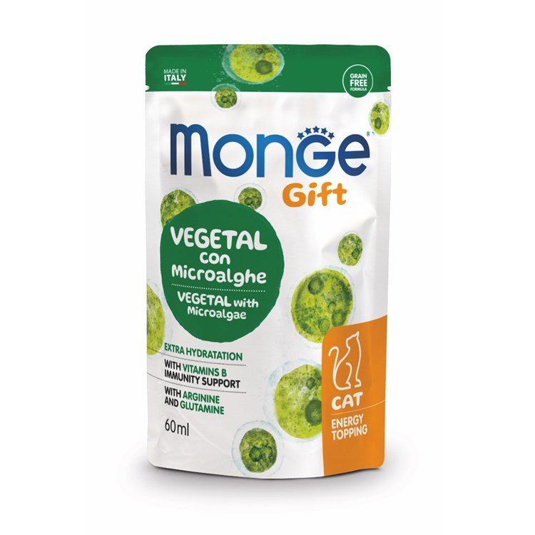 Monge Gift Energy Topping Vegetal Con Microalghe 60 ml Snack Per Gatti