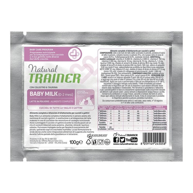 Natural Trainer Baby Milk 100 gr Latte In Polvere Per Cane e Gatto