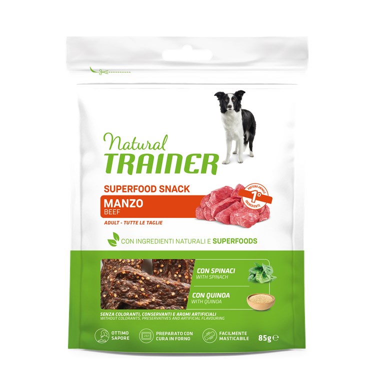 Natural Trainer Dog Snack Superfood Manzo 85 gr Cani