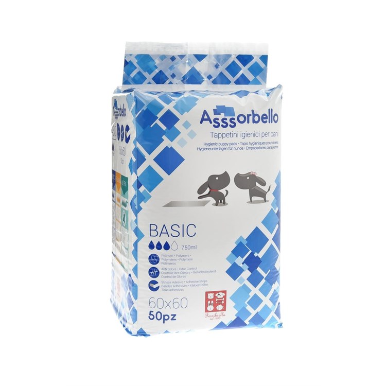 100 Tappetini Assorbenti Per Cani 60 x 60 Fuss Dog Basic Assorbello
