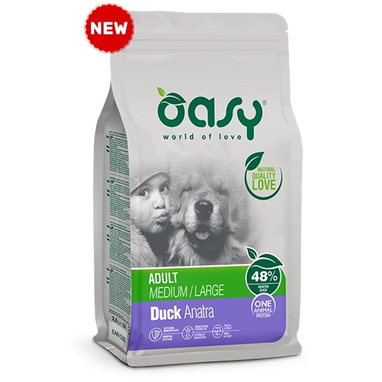 2 SACCHI-Oasy Dog Adult All Breed Anatra 12 kg Monoproteico PREZZO A CONFEZIONE
