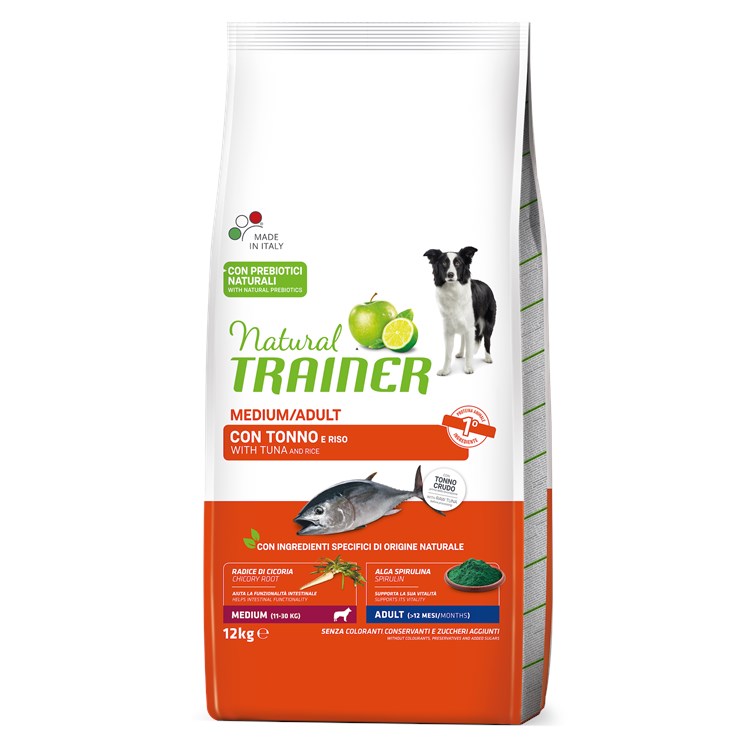 Natural Trainer Adult MEDIUM Tonno Riso 12 kg Per CANI