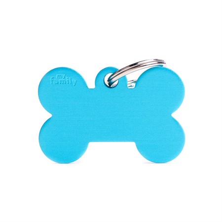 Medaglietta Incisa My Family Basic Osso Grande Azzurro in Cani