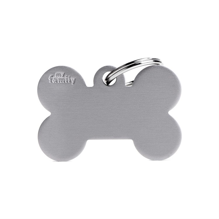Medaglietta Incisa My Family Basic Osso Grande Grigio