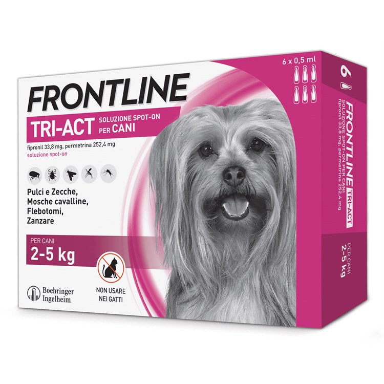 Frontline Tri Act 2 - 5 kg 6 Pipette Antiparassitario Per Cane