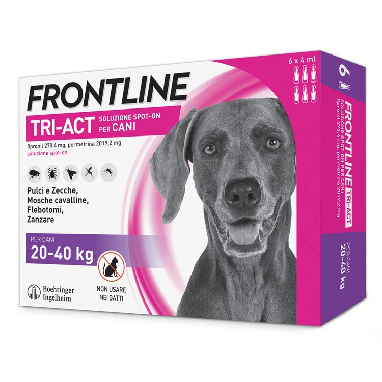 Frontline Tri Act 20 - 40 kg 6 Pipette Antiparassitario Per Cane