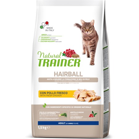 Trainer Hairball Control Solution Con Pollo 1,5 Kg Per Gatti in Gatti