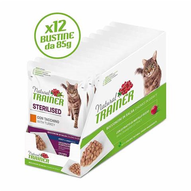 Natural Trainer Sterilised Tacchino Bocconcini in Salsa 85 gr Busta