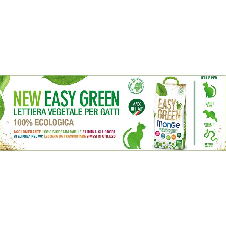 Monge Lettiera Agglomerante Vegetale Easy Green 10 lt 3,5 kg