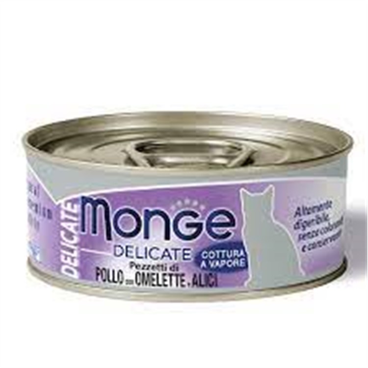 Monge Cat Delicate Superpremium 80 gr Pollo con Omelette e Acciughine Per Gatti