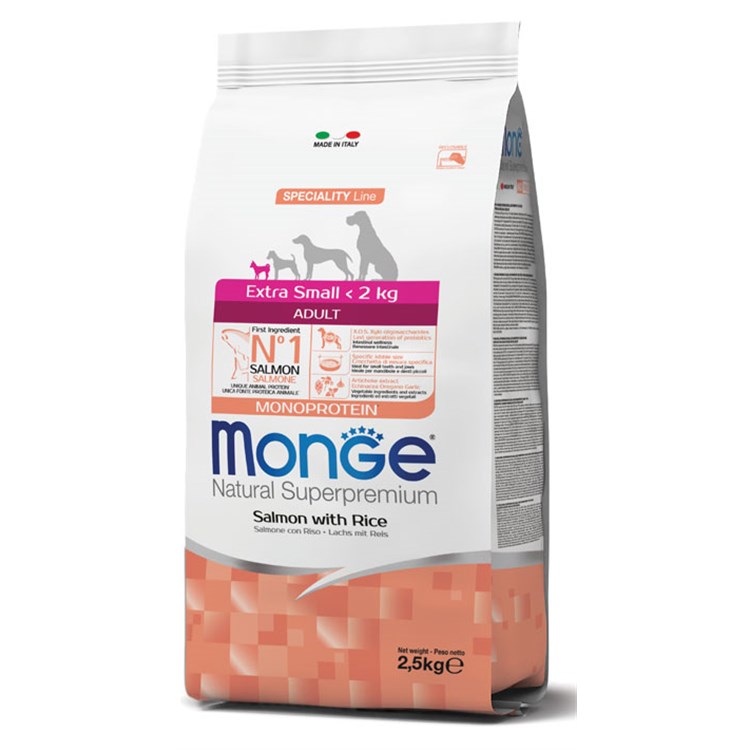 Monge SuperPremium Extra Small Adult Salmone 2,5 Kg Per Cane