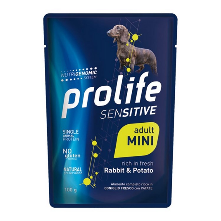 Prolife Mini Adult Sensitive Coniglio Patate 100 gr Bustina Umido Cani