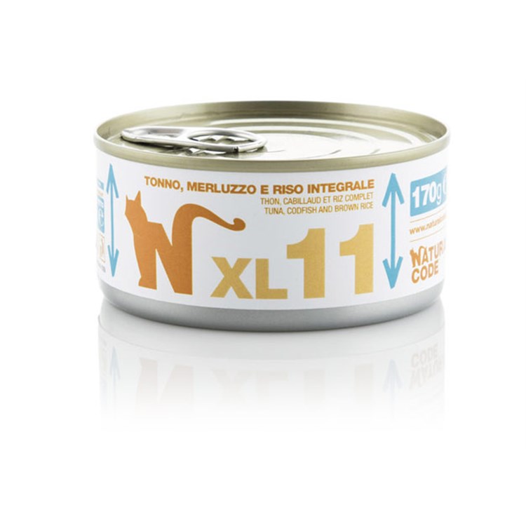 Natural Code XL 11 Tonno Merluzzo e Riso Integrale 170 gr Per Gatti