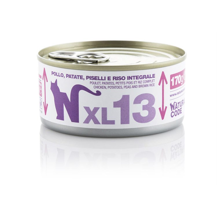 Natural Code XL 13 Pollo Patate Piselli e Riso Integrale 170 gr Per Gatti