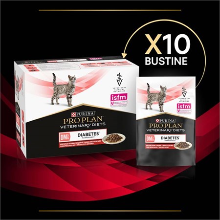 Purina Pro Plan Veterinary Diets DM Diabetes Management Manzo Bustina 85 gr Per Gatti in Gatti