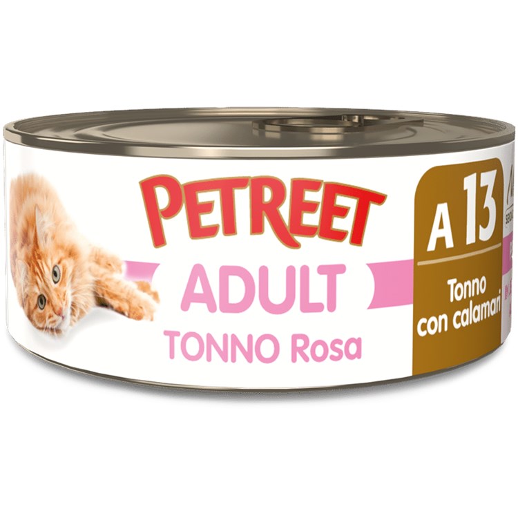 Petreet 70 gr Tonno Rosa con Calamari A13 Scatolette Per Gatti