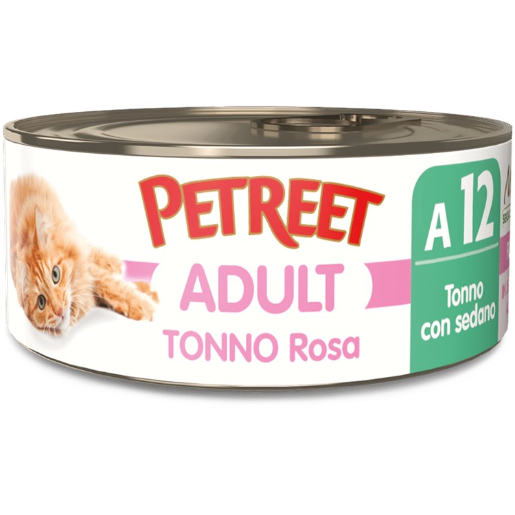 Petreet 70 gr Tonno Rosa con Sedano A12 Scatolette Per Gatti