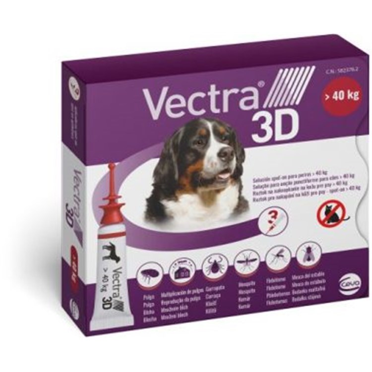Vectra 3D Rosso Spot-On oltre 40 kg 3 Pipette per cani