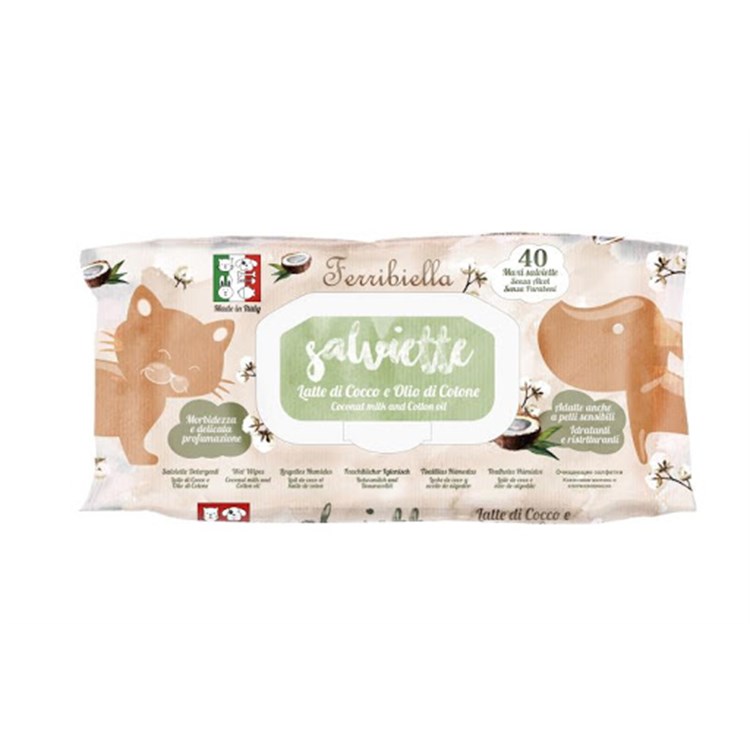 Ferribiella 40 Salviette Detergenti Cocco e Cotone
