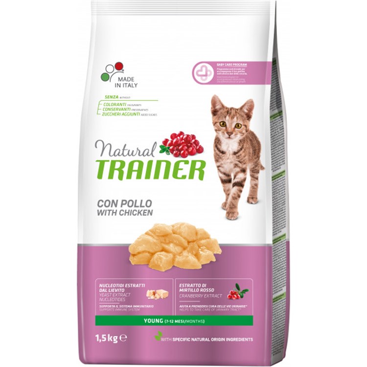 Natural Trainer Young con Pollo Fresco per Gattini da 7 a 12 mesi 1,5 kg