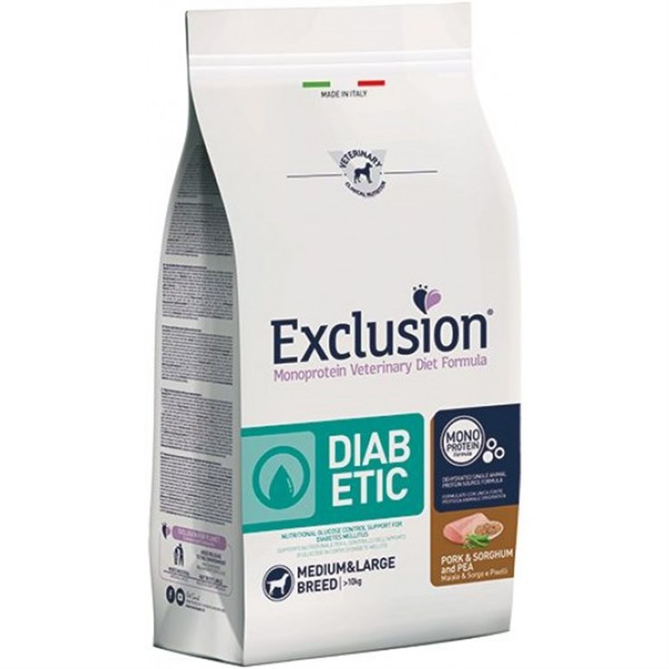 Exclusion Diet Adult Diabetic Medium Large Maiale Sorgo 12 Kg Per Cane