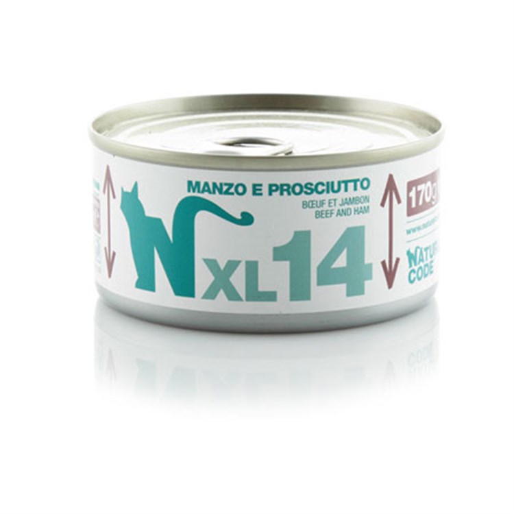 Natural Code XL 14 Manzo e Prosciutto 170 gr Per Gatti