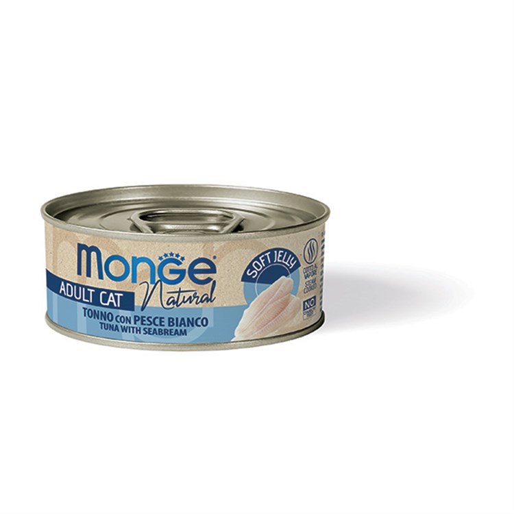 Monge Natural Tonno Con Pesce Bianco in Soft Jelly 80 gr Scatoletta Superpremium Per Gatti