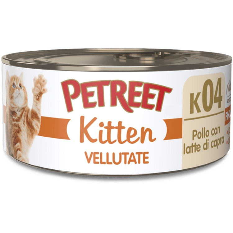 Petreet Kitten Vellutate Pollo Con Latte Di Capra 60 gr K04 Scatoletta Umido Gattini