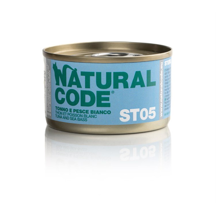 Natural Code ST05 Tonno e Pesce Bianco 85 gr Scatoletta Gatti Sterilizzati
