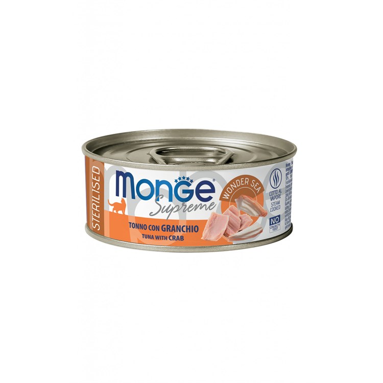 Monge Supreme Sterilised Tonno Granchio 80 gr Scatoletta Gatti