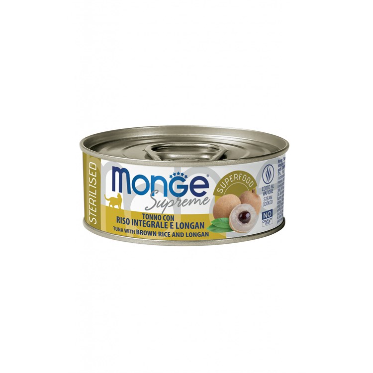 Monge Supreme Sterilised Tonno Riso Integrale Longan 80 gr Scatoletta Gatti