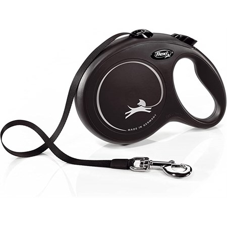 Flexi New Classic L Guinzaglio Avvolgibile Fettuccia 5 metri Per Cani NERO in Cani