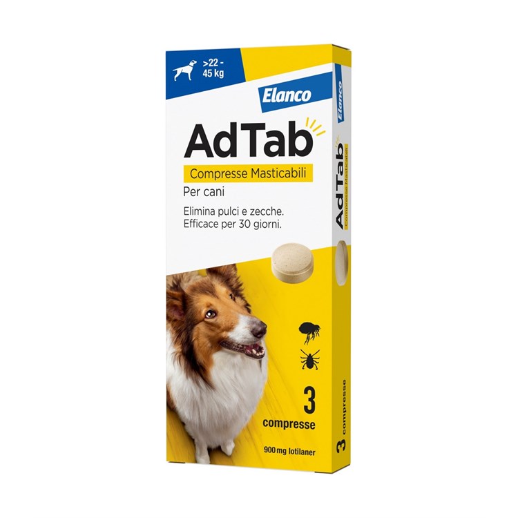 Elanco AdTab Per Cani da 22 a 45 Kg 3 Compresse 900 Mg