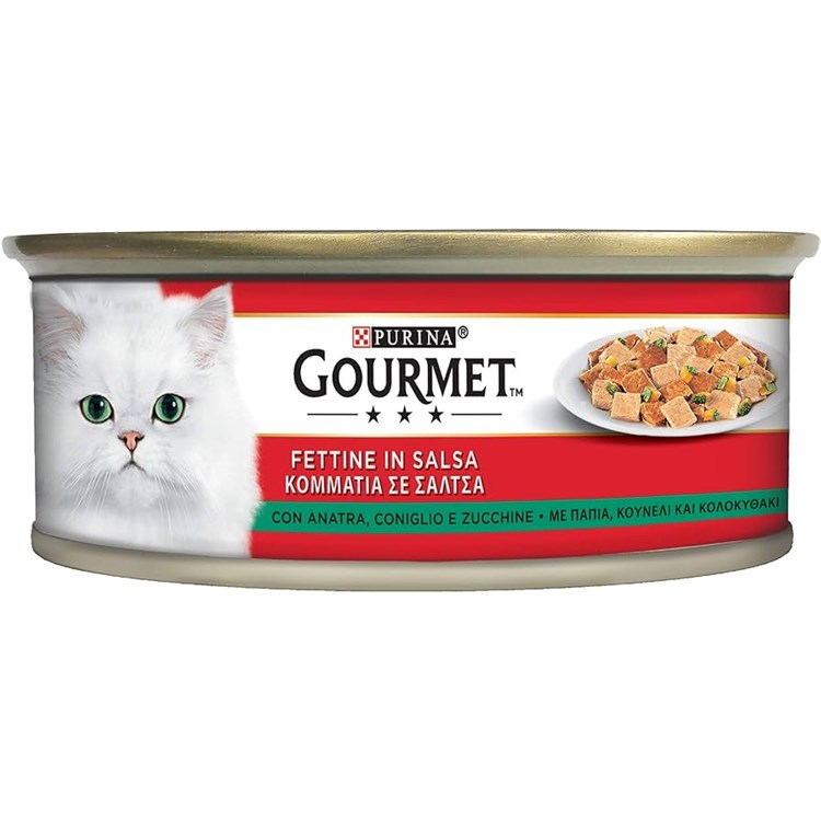 Gourmet Fettine Anatra Coniglio Zucchine 195 gr Per Gatti