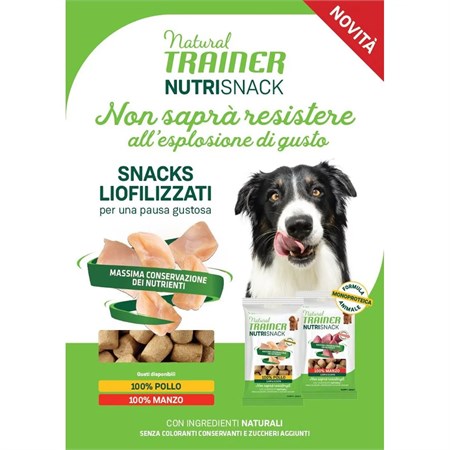 Natural Trainer Dog NutriSnack Puppy Adult Manzo 20 gr Liofilizzato Per Cani in Cani