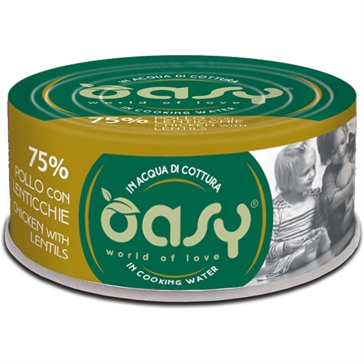 Oasy More Love Pollo Con Lenticche Lattina 70 gr Per Gatti