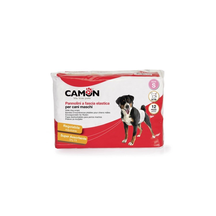 Camon 12 Pannolini a Fascia Elastica Small Mis.1 Per Cani Maschi