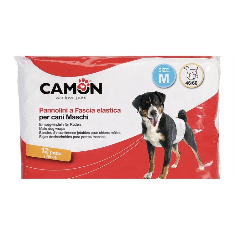 Camon 12 Pannolini a Fascia Elastica Medium Mis.2 Per Cani Maschi