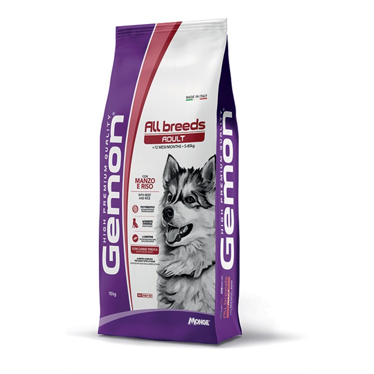 Gemon All Breeds Adult Manzo Riso 15 kg Crocchette Per Cani