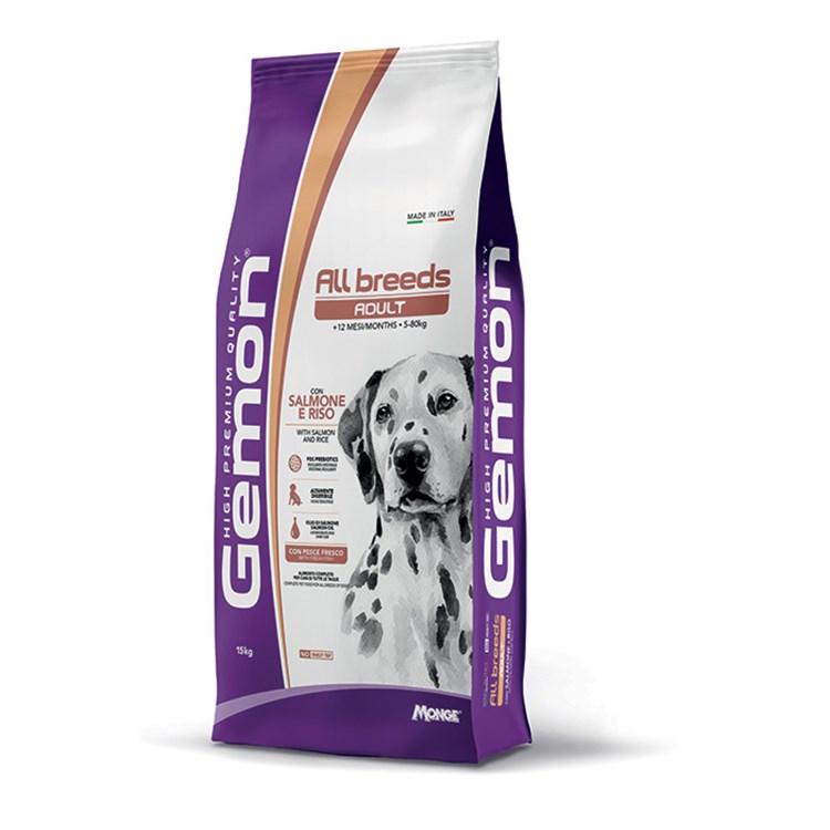 Gemon All Breeds Adult Salmone Riso 15 kg Crocchette Per Cani