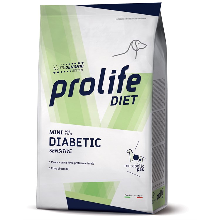 Prolife Dog Diet Mini Diabetic Sensitive 5 kg Crocchette Cane