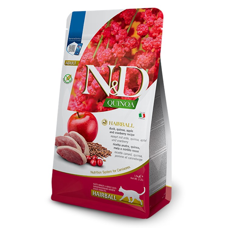 Farmina Nd Grain Free Quinoa Hairball Anatra 1,5 Kg Crocchette Per Gatti