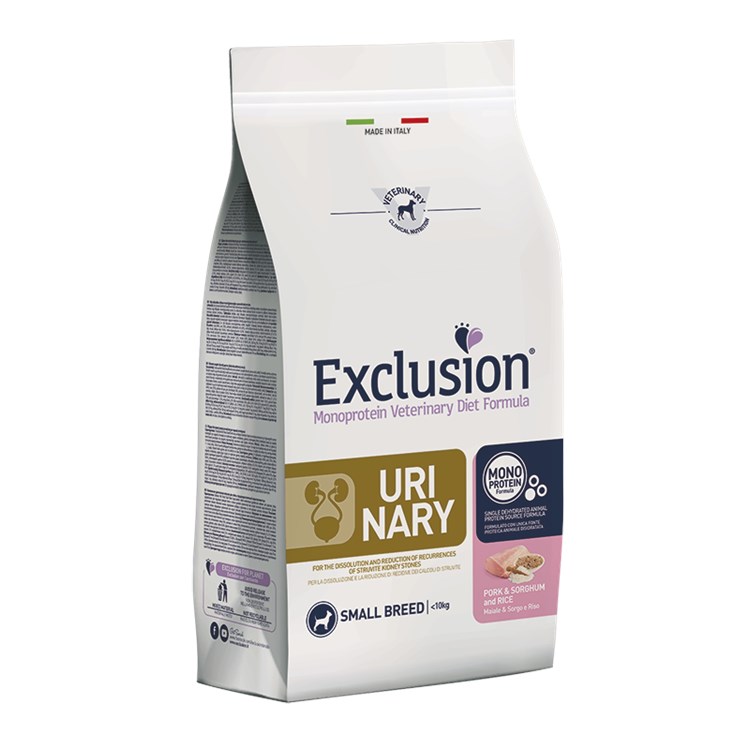Exclusion Diet Small Urinary Maiale Sorgo Riso 2 kg Per Cani DANNEGGIATO