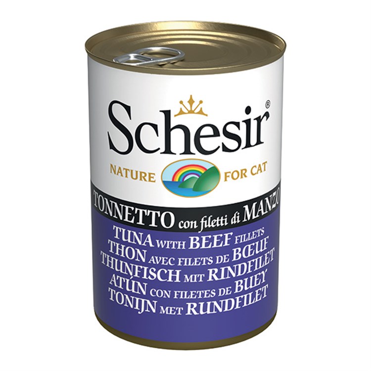 Schesir Tonnetto con Filetti di Manzo in Gelatina 140 gr Scatoletta per Gatti